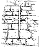 Saetera en cruz. Fuente: Glosario de arquitectura defensiva medieval. L. de Mora-Figueroa.